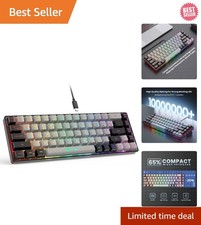 RGB LED Backlit 65% Mini Keyboard for Gamers - Durable Wired Connection, 68 Keys picture