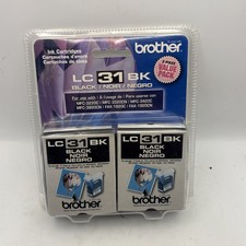 Brother LC31BK Genuine OEM Black Ink Cartridge 2-Piece Value Pack New Sealed NIP picture