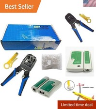 Network/Phone Cable Tester + RJ11/RJ12/RJ22/RJ45 Crimp Crimper +100 RJ45 Conn... picture