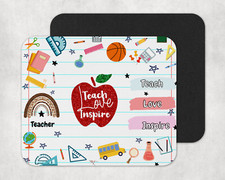 Teach Love Inspire School Supplies Mousepad, Teacher Gift, Back to School picture