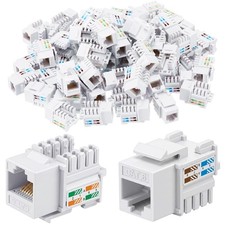125 PCS White 90Degree Cat6 UTP RJ45 Keystone Punch Down Network Jacks picture