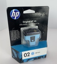 New Sealed Genuine HP 02 Light Cyan Printer Ink Cartridge OEM Original Feb 2012 picture