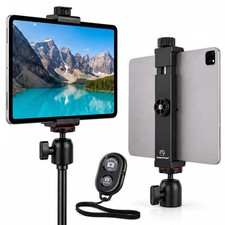 iPad Tripod Mount Holder 360° Swivel Ball Head Bluetooth Remote Tablet Mount picture