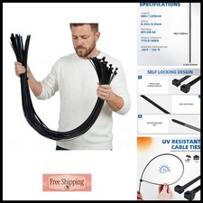 NORJIN 50 Pcs 48 Inch Extra Long Heavy Duty Zip Ties 175 lbs Self Locking UV picture