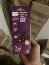 Philips Elite USB to USB-C  Cable 3ft NEW Braided Lot Of 24  Item 1$ Ea picture