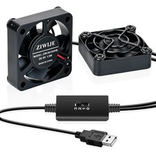 ZIWIJE Dual USB Cooling Fan 40mm with 3 Speeds Control 5V Mini 40mm, Black picture
