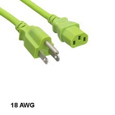 [Lot10] Green 10Ft Standard Power Cord NEMA5-15P to IEC60320 C13 18AWG 10A/125V  picture