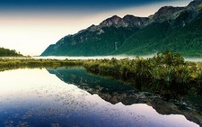 Landscape photography nature mountains lake morning mist Custom Gaming Mat Desk picture