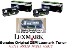 2 New Genuine 62D1X0E 621XE Toner MX711 MX810 MX811 MX812 SEALED BAG 100% Toners picture
