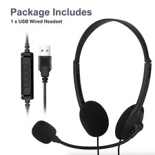 USB Headset with Microphone Noise Cancelling Headphones PC Computer Laptop Call  picture