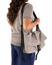 BAGGU Nylon Sport Messenger Bag in Taupe/Gray, Fits 13/14 inch laptop picture