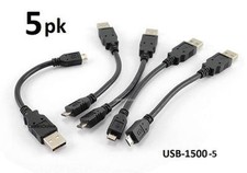 5-PACK 6 inch USB 2.0 A-Type Male to Micro-B Male Cable, CablesOnline USB-1500-5 picture