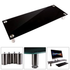 Monitor Riser Desktop Desk Table Stand Black Glass Shelf For TV Laptop Notebook picture