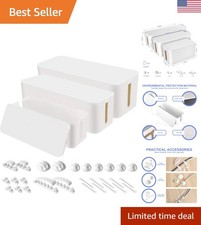 Modern 3 Pack Cable Management Boxes - Under Desk Organizer for Home & Office picture