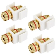 4 Pcs Banana Plug Spade Bare Wire Keystone Jack Insert Snap In Wall Plate White picture