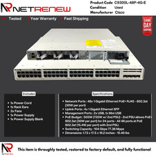 Cisco Catalyst 9300L Series C9300L-48P-4G-E 48port PoE Network Switch picture