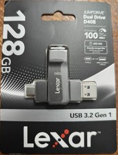 Lexar D40E 128GB Dual USB 3.2 Gen 1 Type-C Jump Drive Silver NEW SEALED picture