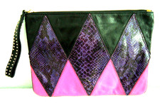 Juicy Couture Leather Wristlet Tablet iPad Sleeve Tech Bag Purple Black -11x8 in picture
