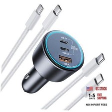 200W Super Fast Car Charger, Adapter with 2×100W USB C to C Cables, picture