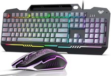 AULA KEYBOARD T102 104 KEYS GAMING KEYBOARD MOUSE COMBO GREY - T102 picture