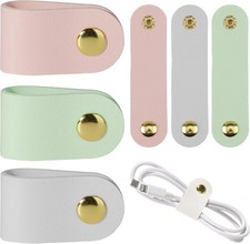 6pcs Leather Cord Organizer Reusable Cable Straps PU Leather Cable Organizer picture