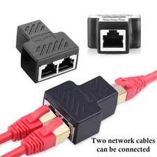 RJ45 Splitter Adapter 1 to 2 Ways Dual Female Port CAT6/5/7 LAN Ethernet Cable  picture
