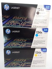 3PK Genuine Laser Jet HP 124A Q6000A,1A,2A Black/Cyan/Yellow Toner Cartridge Set picture