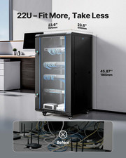 22U Wall Mount Network Server Cabinet 23.6in Deep 300lb Locking Glass Door Rack picture
