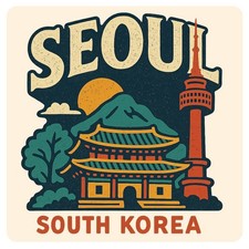 Seoul South Korea Vintage Design Souvenir Decorative Magnet/Sticker picture