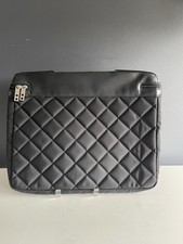 KNOMO London Black Quilted Laptop Sleeve Case Green Lining 16x12 picture