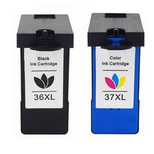 2pk Lexmark 36XL 37XL BLACK & COLOR Ink Cartridge for X3650 X4650 X5650 show ink picture