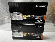 Lexmark C736 Black Cyan Lot of 2 C736H1KG C736H1CG OEM NEW Sealed C736 X736 X738 picture