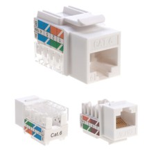 Cat6 White Keystone Jack 45 Degree Punch Down Network Connector Multi-Pack LOT picture