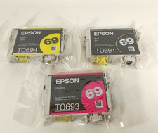 Genuine NEW Epson 69 Ink Cartridges Lot of 4: 2 Black, 1 magenta, 1 Yellow picture