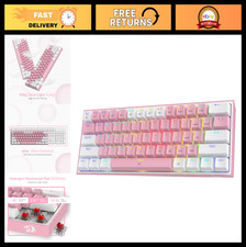 Compact 60% RGB Gaming Keyboard, 61 Keys Hot-Swap Mechanical, Pink & White Keyca picture