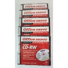 5 pack CD-RW rewritable 1×-4× office max 700mb/80 minute format Grade A quality picture