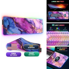 ITNRSIIET RGB Gaming Mouse Pad 32x12 inches Blue Purple Pink Marble picture
