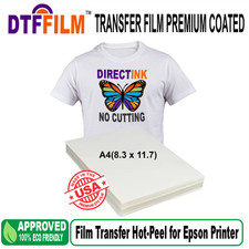 50PK DTF Film A4 Direct Heat Transfer Print on T-Shirt for Epson Printer picture