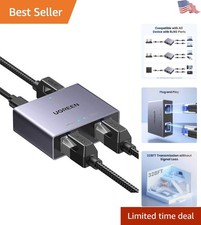 Compact Dual RJ45 Ethernet Splitter with 3ft USB Power Cable - Fast 1000Mbps picture