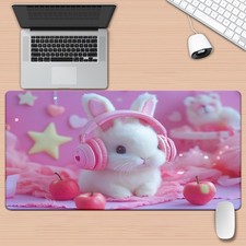 1pc XXL Rabbit with Headphones Gaming Desk - Non-Slip Rubber Base Large Comput picture