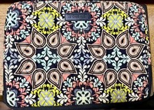 Vera Bradley Quilted Laptop Tablet Sleeve Case Black Floral Paisley Zip Padded picture
