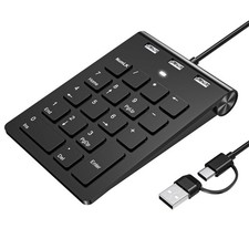 18 Key Wired Numeric Keypad 3 Port USB Hub USBC/A Portable For Laptop PC picture