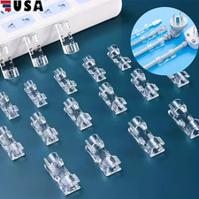 60Pcs Clear Adhesive Cable Clips Wall Wire Holder Management Cord Clips Desk USA picture