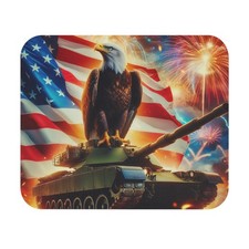 Patriotic Eagle Riding Tank Funny Mouse Pad,Design, Great Gift, Office Decor picture