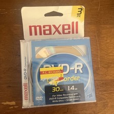 New Sealed - 3 Pack of Maxell DVD-R Camcorder 30 Minutes 1.4 GB - 025215669439 picture