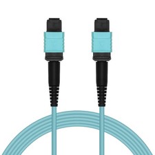 5 Pack of 5m MPO OM3 Multimode 12-Fiber F to F Type B Aqua OFNR picture