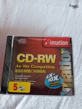 5 Pack Imation CD-RW 4X-10X High Speed Branded Logo 650MB Rewritable Disc picture