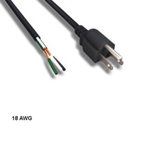LOT 10pcs 6ft 18 AWG AC Power Cable NEMA 5-15P to ROJ Pigtail 3 Wires 15A/125V picture