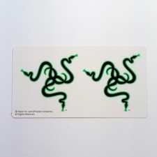 Unused New Razer Gaming Computer Decal Stickers Green Black Logo Design Set of 2 picture