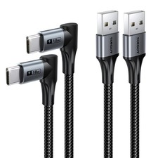 Right Angle USB C Cable, [2-Pack, 1FT] Short 90 Degree USB-A to USB-C Fas picture